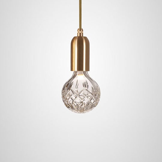 LEE BROOM | CRYSTAL BULB PENDANT (BRASHED BRASS) CLEAR